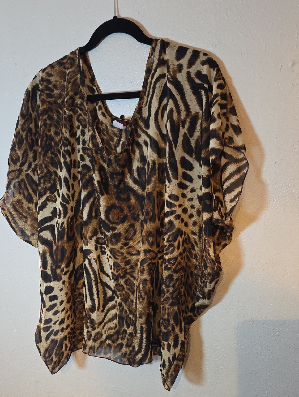 Blush Pink Logo Sheer Coverup Tiger-Print Top